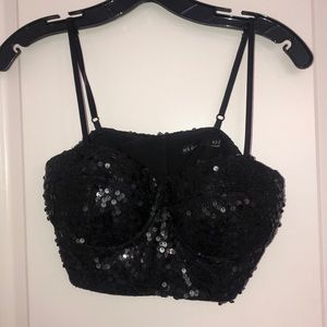 Black sequin bustier